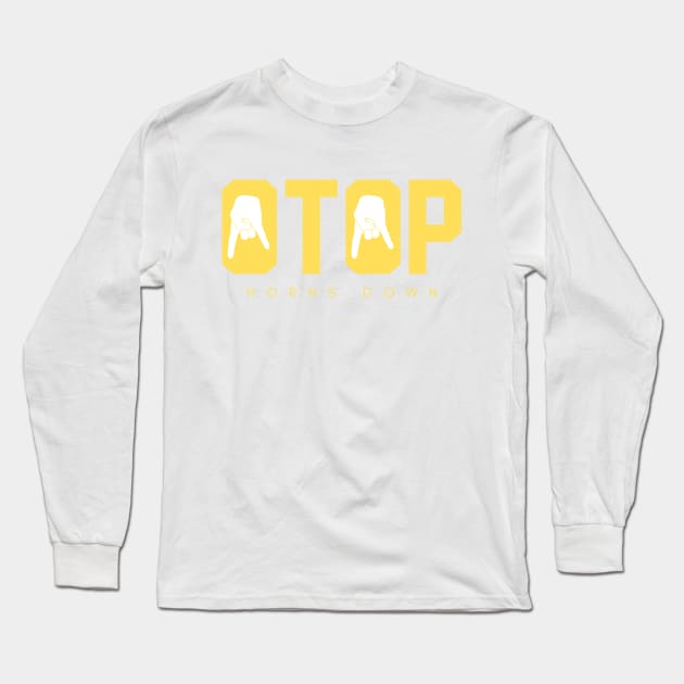 Horns Down Gold Long Sleeve T-Shirt by One Team One Podcast